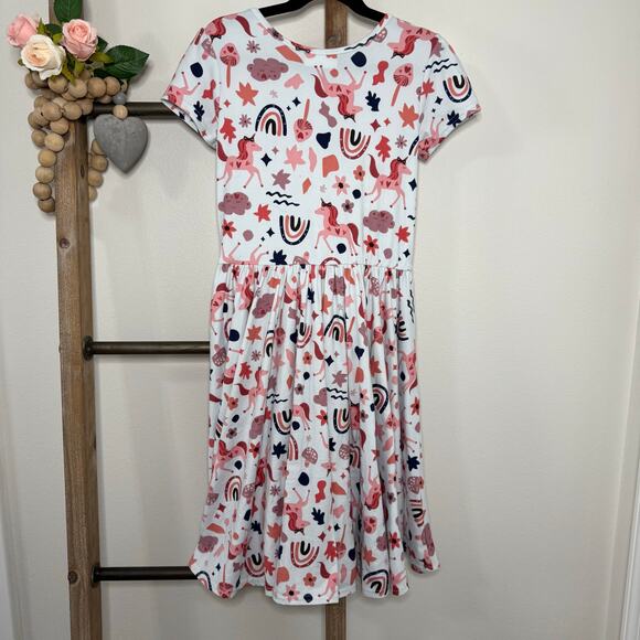 Dot Dot Smile Unicorn Rainbow Cap Sleeve Dress Size 8 10 - Picture 6 of 8